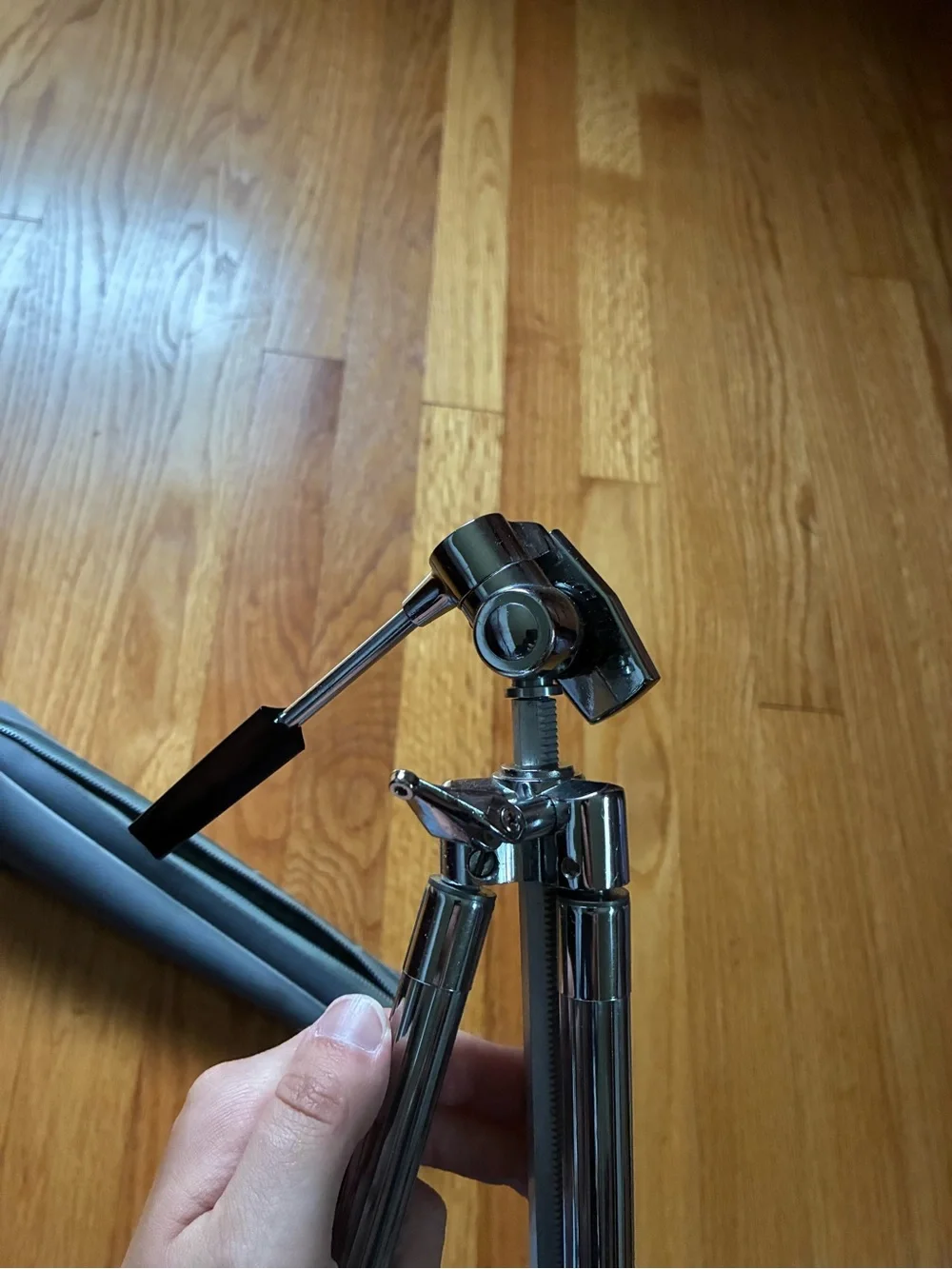 Compact Chrome Camera Tripod with Black Carry Case